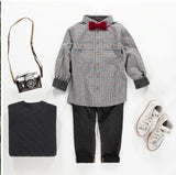 Souris Mini Black knitted sweater with braided pattern