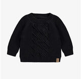 Souris Mini Black knitted sweater with braided pattern