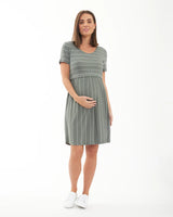 Ripe Maternity Crop Top Nursing Dress Olive / White