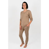 Belan.J Women's Henley Snap Top Lounge Set - Sandstone