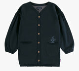 Souris Mini Plain navy tunic dress with long sleeves in French terry