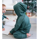 Belan.j Baggy Hoodie Zipper Jumpsuit - Leafy Green