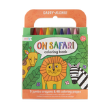 Ooly Carry Along! Coloring Book and Crayon Set - On Safari - Set of 9 Crayons