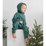 Belan.j Baggy Hoodie Zipper Jumpsuit - Leafy Green