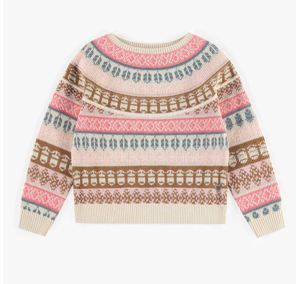 Souris Mini Brown patterned knitted sweater