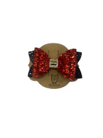 Crafty Owl Creations Big Bow - Red/Black Sparkle