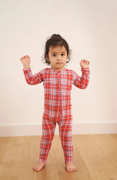 Bambi & Birdie Zipper Sleeper - RED PLAID