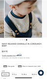 Souris Mini Navy Casual Overalls in Corduroy