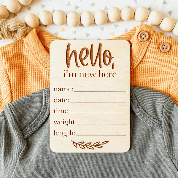 Knotty Design Co Baby Birth Announcement Sign - Hello World