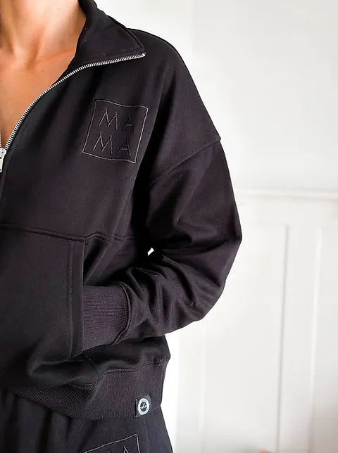 Ashco MAMA | HALF ZIP SWEATER - Black – Boreal Kids Consignment