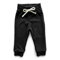 Fleece-Lined Drawstring Joggers - Black