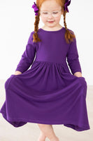 Mila & Rose Purple 3/4 Sleeve Pocket Twirl Dress