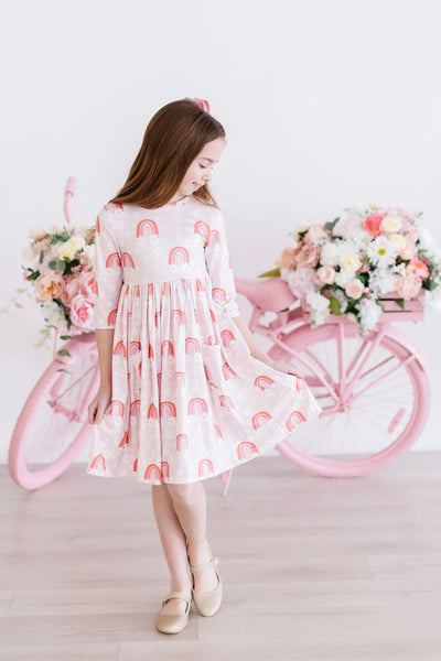 Mila & Rose Fun & Flowers 3/4 Sleeve Pocket Twirl Dress