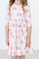 Mila & Rose Fun & Flowers 3/4 Sleeve Pocket Twirl Dress