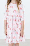 Mila & Rose Fun & Flowers 3/4 Sleeve Pocket Twirl Dress