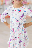 Mila & Rose Out of this World 3/4 Sleeve Pocket Twirl Dress