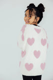 Mila & Rose Coconut/Light Pink Heart Cozy Cardigan