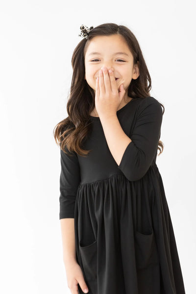 Mila & Rose Black 3/4 Sleeve Pocket Twirl Dress