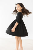 Mila & Rose Black 3/4 Sleeve Pocket Twirl Dress