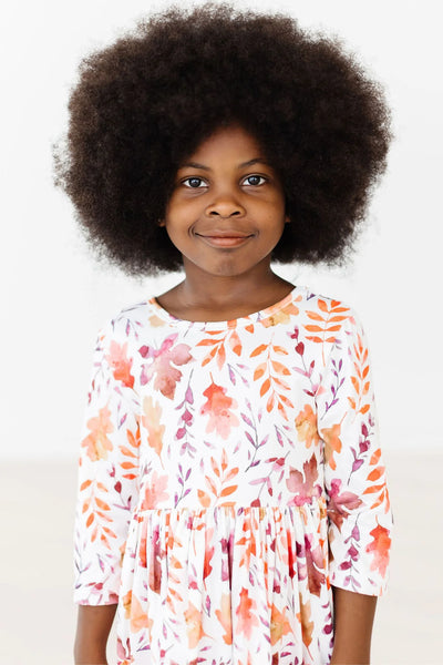Mila & Rose Falling Leaves 3/4 Sleeve Pocket Twirl Dress