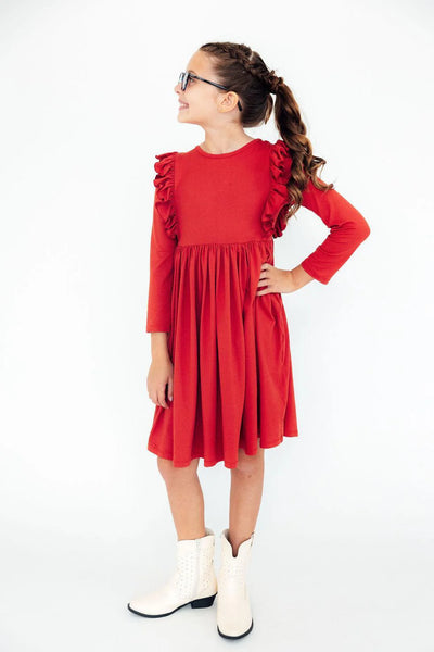 Mila & Rose Red L/S Ruffle Twirl Dress