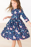 Mila & Rose Painted Skies 3/4 Sleeve Pocket Twirl Dress