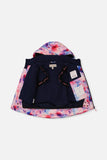Deux par Deux Two Piece Play Snowsuit Mauve Watercolor Floral Print With Navy Pants