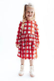 Mila & Rose Plaid Trees L/S Pocket Twirl Dress