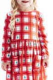 Mila & Rose Plaid Trees L/S Pocket Twirl Dress