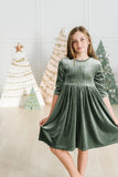 Mila & Rose Sage Velvet Twirl Dress