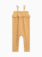 Colored Organics Muslin Ruffle Tank Jumpsuit - Honeysuckle