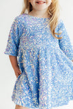 Mila & Rose Light Blue Velvet Sequin Dress