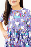 Mila & Rose Kitties in the Clouds 3/4 Sleeve Pocket Twirl Dress