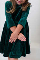 Mila & Rose Hunter Green Velvet Twirl Dress
