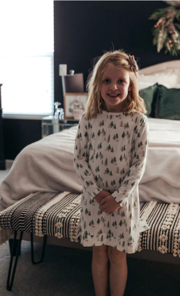 Children's Holiday Bamboo Nightgown - Tree Farm